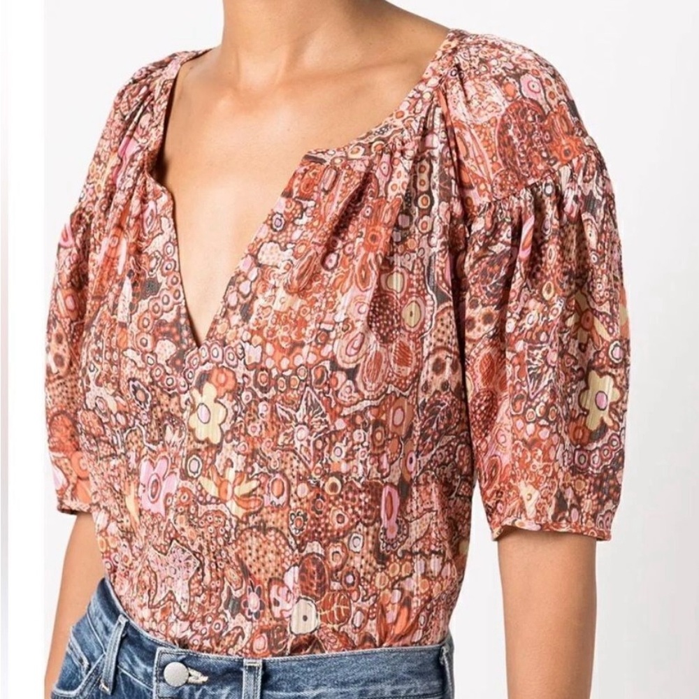A.L.C. Silk and Cotton Juliana Popover Blouse, Size 12, EUC.